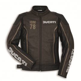 Kožená bunda Ducati IOM 78 C1 černo-hnědá
