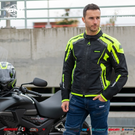 Pánská textilní moto bunda Spark Atmos, fluo