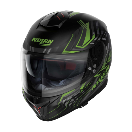 Moto helma Nolan N80-8 Turbolence N-com Flat Black/Green