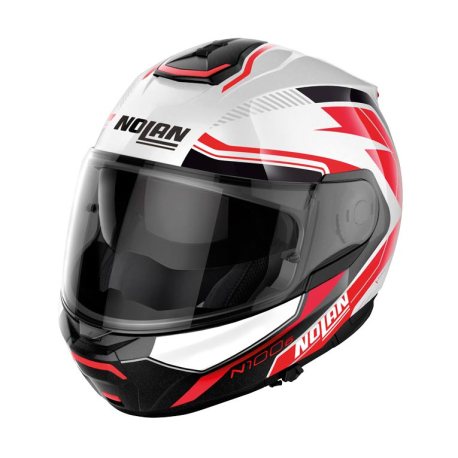 Moto helma Nolan N100-6 Surveyor Metal White/Red N-COM 23